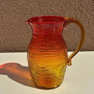 #6219S BLENKO TEXTURED PITCHER TANGERINE AMBERINA WAYNE HUSTED circa 1962-1963